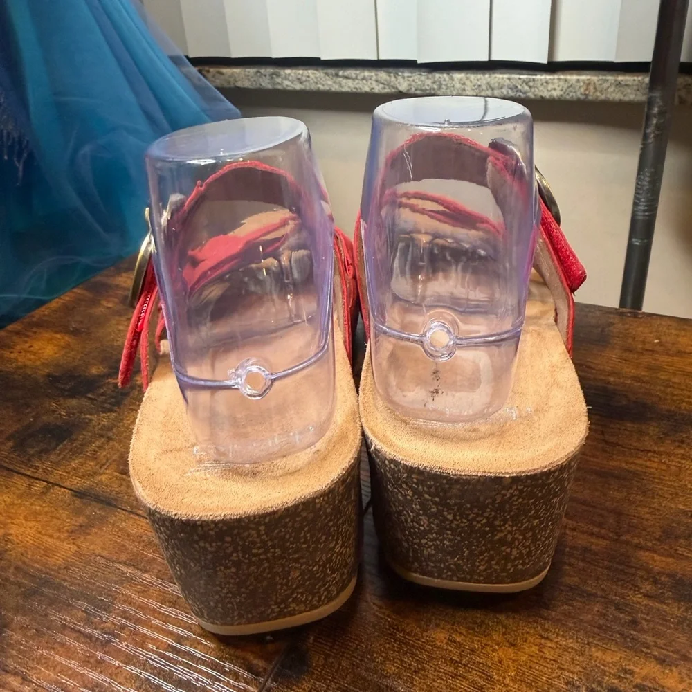Dansko Women's Susie Milled Leather Nubuck Sandal in Red Size 42/US11.5-12
